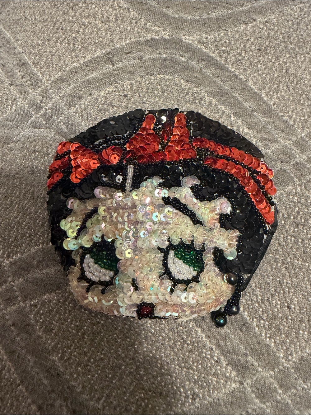 Sequin Character Coin Purse - Black and Red Accent